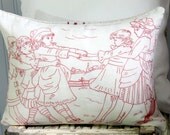 Decorative Pillow Cover Vintage Redwork 12 x 16