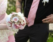 pink burlap fabric bouquet