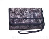 Vintage Dark Purple Jute Envelope Clutch Bag - 1980s