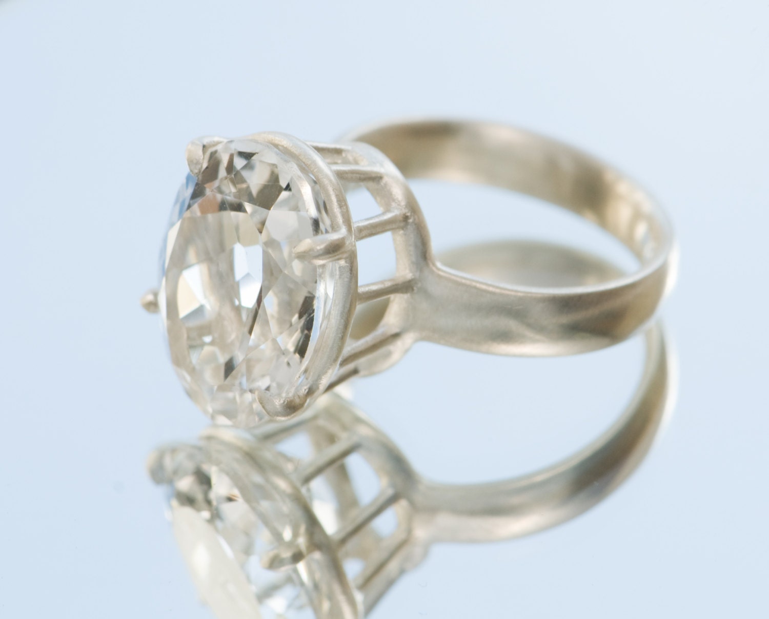 White Topaz Ring - Gigantic White Topaz Set in Sterling Silver - Made To order