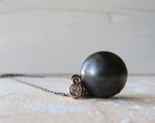 The Old BALL AND CHAIN, Rustic Oxidized Copper Locket Necklace