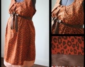 Maternity Hospital Gown-Burnt Orange Cheetah with Chevron Band (Labor and Delivery Hospital Gown)