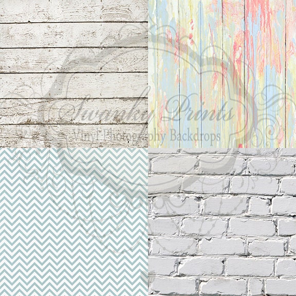 FOUR 2ft x 2ft Shabby Chic Combo / Wood  / Vinyl Photography Backdrops for Product Photos
