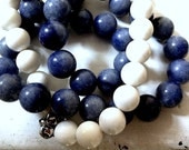 Pendant - Bracelet - Prayer beads - Beads - Blue - Sky Agate - Meditation - Worry beads - Stones - Blue