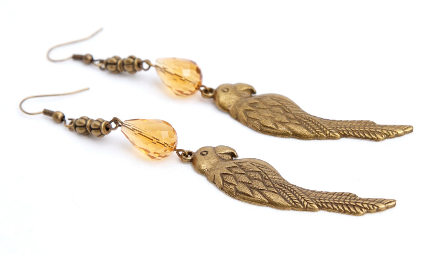 Amber/Gold Parrot Earrings