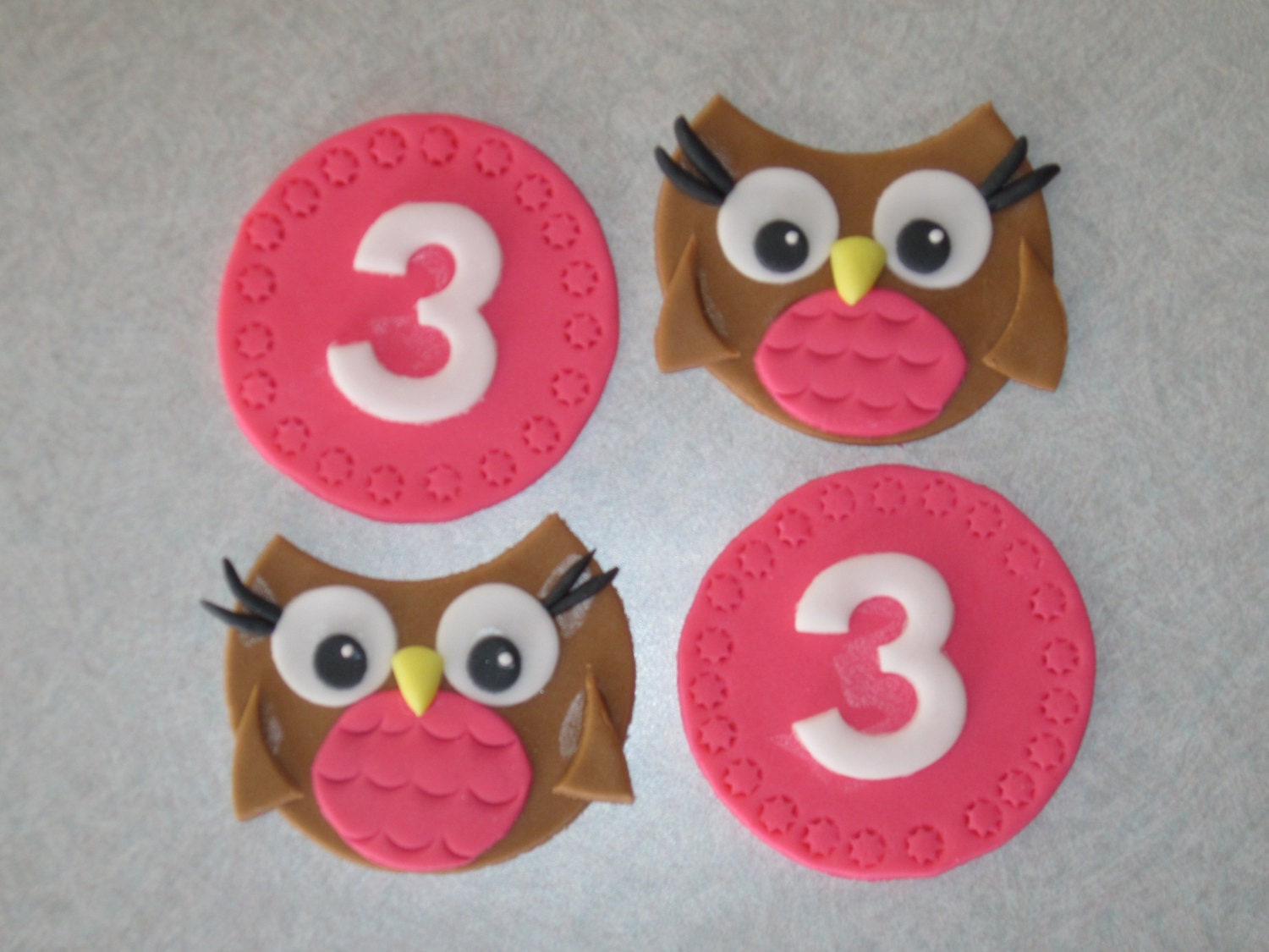 Fondant Owl and Age Cupcake Toppers
