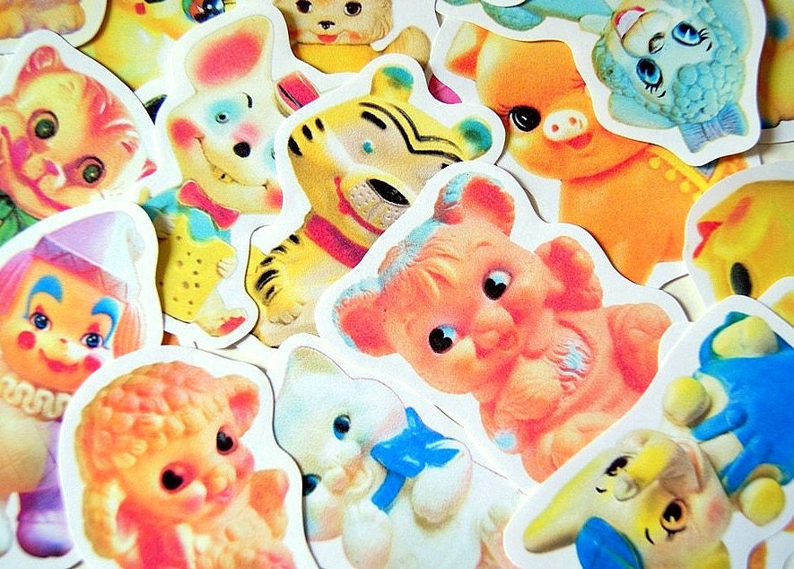 Vintage kitsch squeaky toys sticker pack (set 2)
