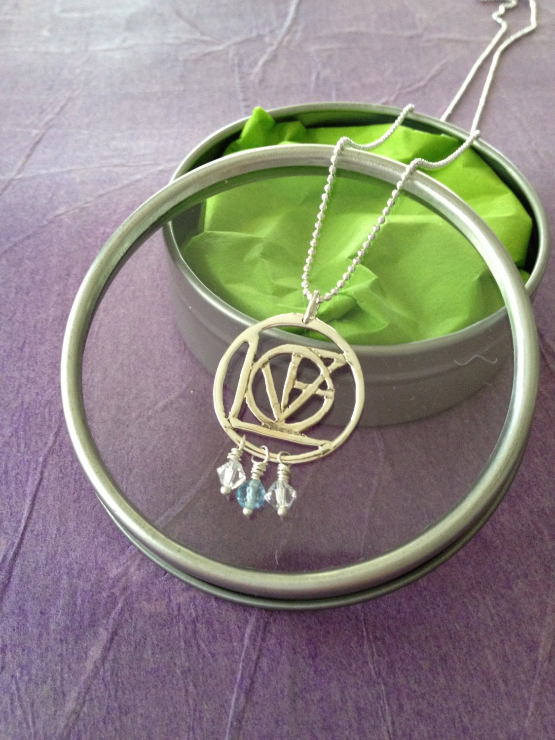 LOVE Hidden Word Design Necklace with Birthstone Bead Charms