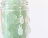 Sea Glass & Sterling Silver Earrings - Free Shipping