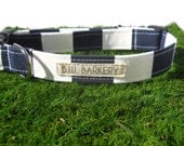 Dog collar...The "Copa Cabana".... Navy and white stripe...Any size...