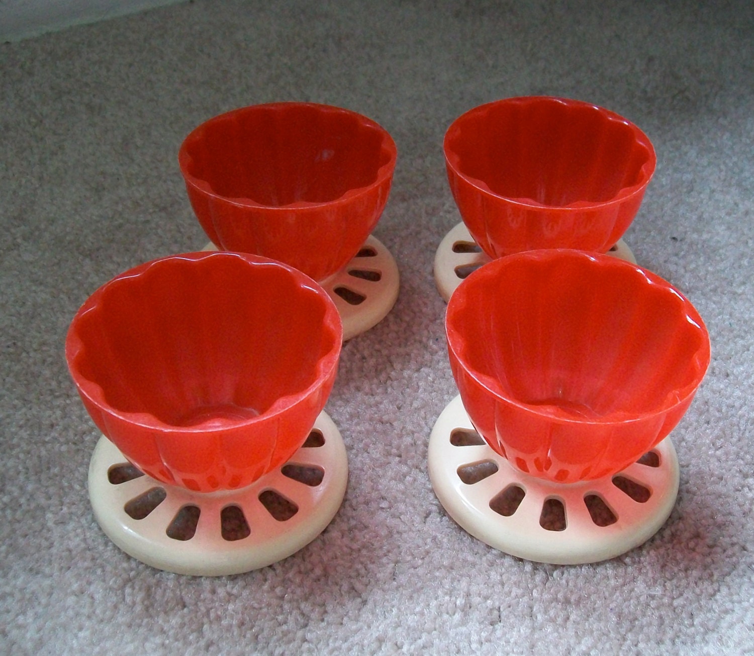Set of 4 Vintage Jello Pudding Cups by Bernard Edward Co. Chicago