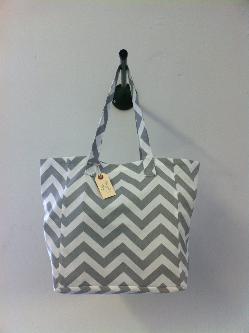 Cotton Shopping Bag (Gray/White)