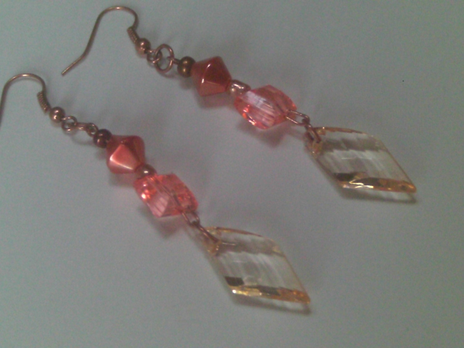 Spring Peach and Copper Dangling Earrings, Spring and Summer Peachy/Beige Drop Earrings, Spring Jewelry