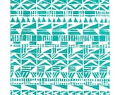 SALE Fun Abstract Tribal Patterns Art Block Print 8 x 10 Home Decor / Black, Turquoise, Hot Pink / Hand Pulled Linocut