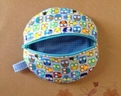 Paci Pod in Timeless Treasures Fabric Tiny Baby Owls and Tiny Dots  Boy Paci Pod Ready to Ship