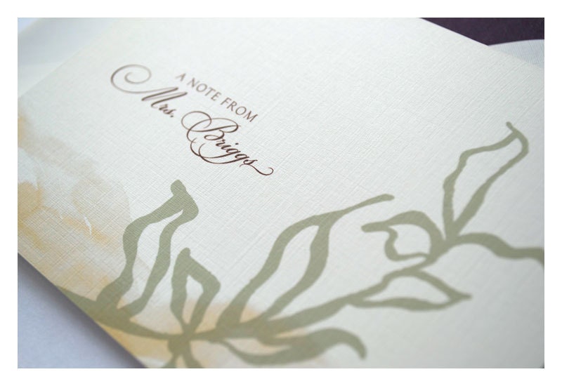 Natural Leaf and Watercolor Personalized Stationery Note Card Set