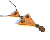 Triangle Leather Necklace - Upcycled, Genuine Leather
