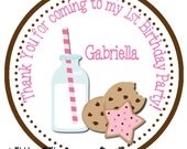 Birthday Round Labels Milk and Cookie Paper Straws Birthday Party Favors Stickers