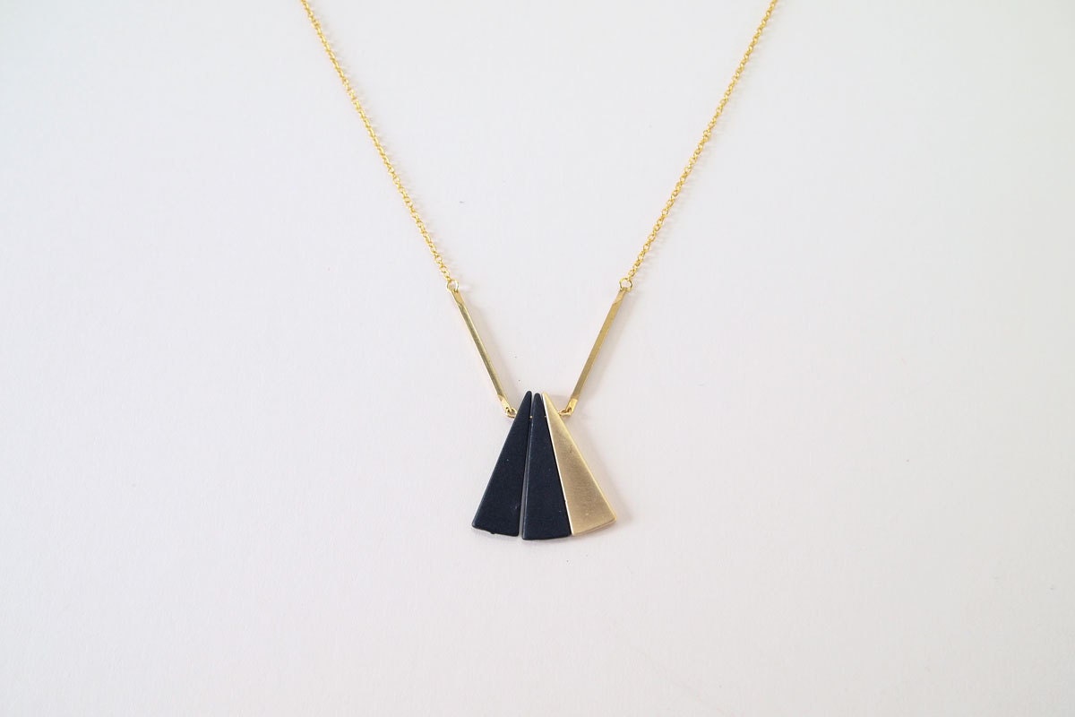 LIMITED Geometric Necklace : Triple Triangle Necklace in Gold or Silver