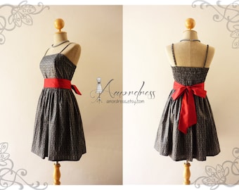 My Victorian Dress Vintage Inspired Dress in Black Vintage Filigree Party Tea Dress Wedding Prom Party Cocktail Dress -Size S-