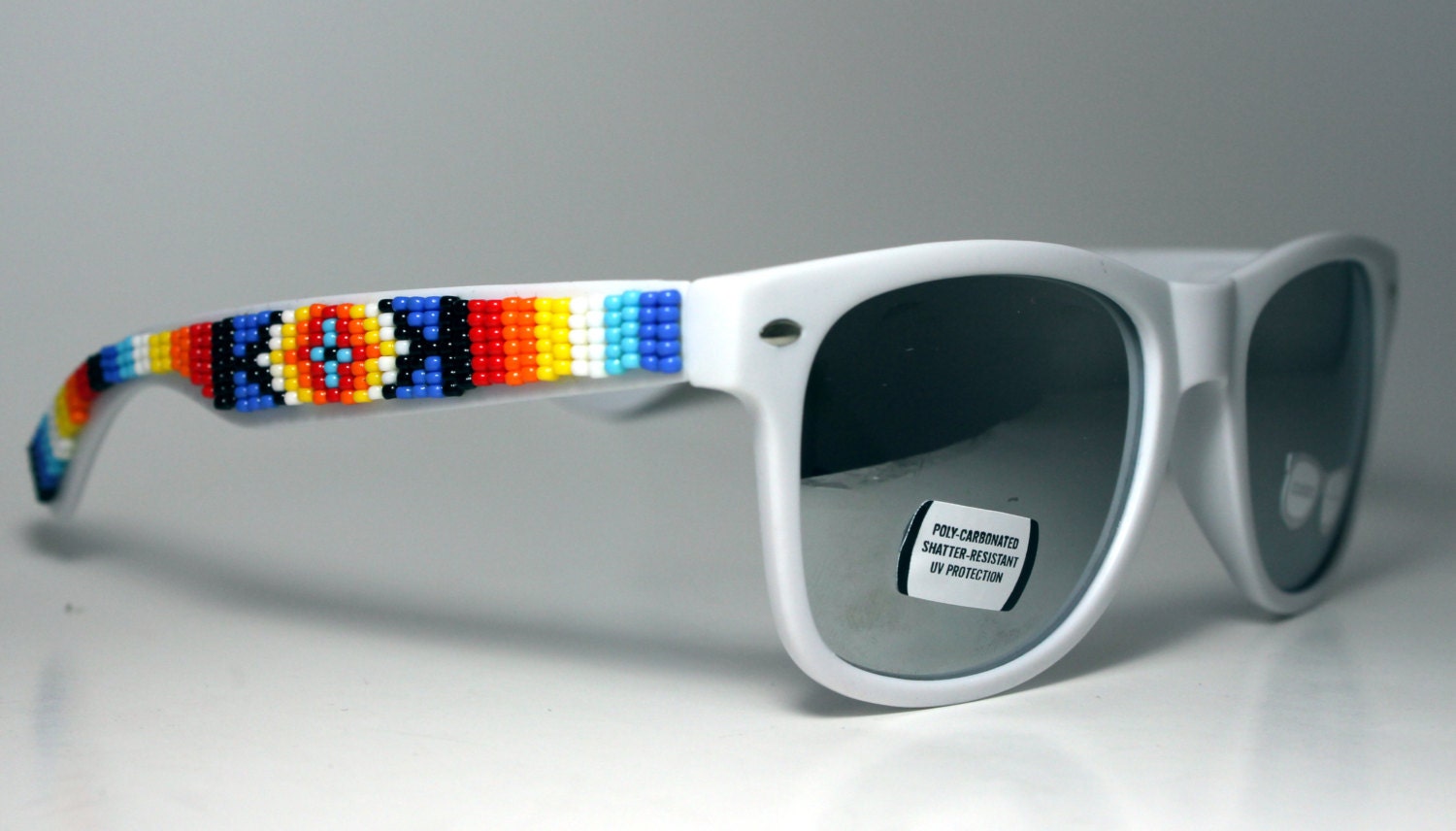 Beaded Sunglasses White Mirror