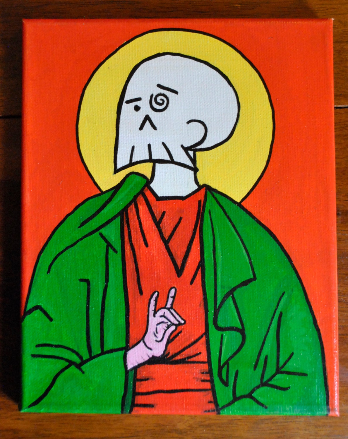 Skull saint  8x10 canvas