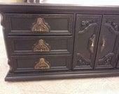 Black Distressed Media console TV Console Dresser Buffet Credenza