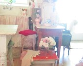 Chippy shabby vintage farmhouse chippy  stool