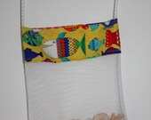 Shell Bag Colorful SILLY FISH, Mesh Beach Bag, Shower Caddy, Sea shell collecting bag