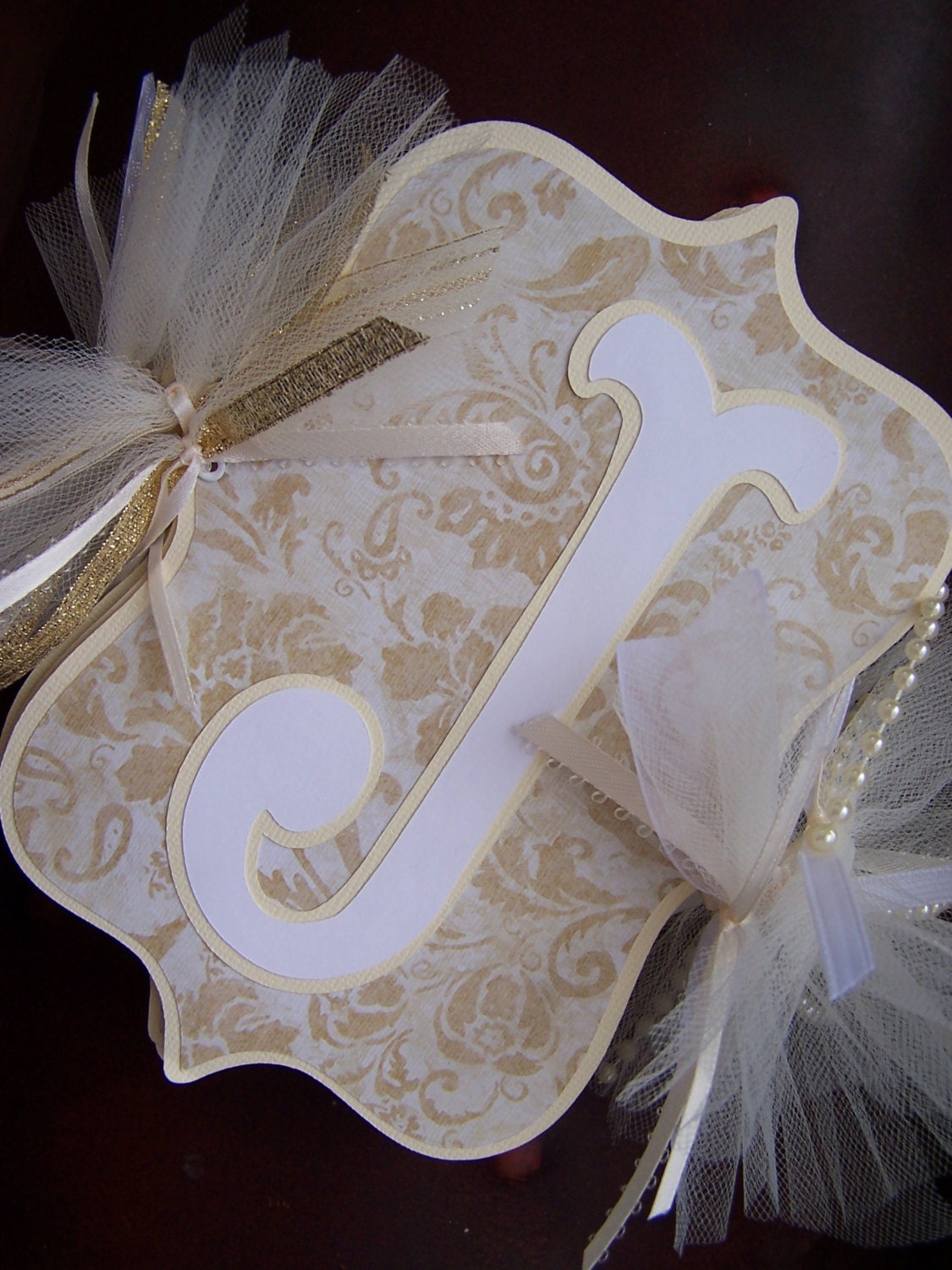 Custom Just Married Banner Gold White