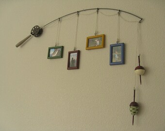Fishing Pole Picture Frame - Metal Brown - 4 Frames