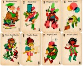 Vintage Jumbo Old Maid Cards 1967 Professor, Sheriff, Astronaut, Teacher, Baseball Player, Go Go Girl Lot of 8 Large Cards