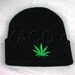 Weed Leaf Knit Beanie - Green Leaf Design