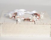 Floral Wedding Headpiece, Bridal Headband, Flower Crown, Rustic Woodland Hair Piece, Wedding Hair Accessory by VelvetTeacup