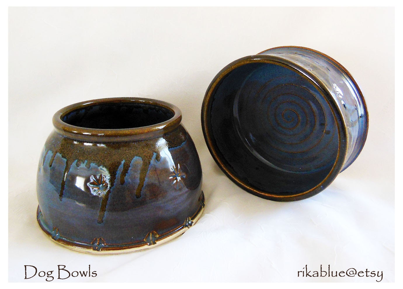 Blue Hare's Fur Dog Bowl Set