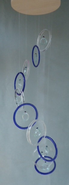 RECYCLING BLUE & CLEAR bottles into windchimes, eco friendly and green, wind chimes, garden decor, wind chime, colorful and musical 103