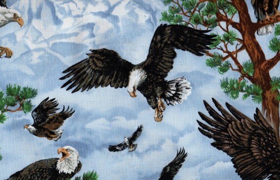 Eagle Fabric Bird Fabric Bald Eagle Fabric by thebusybeequilting
