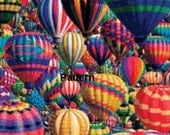 Hot Air Balloons. Counted Cross Stitch Pattern. PDF Files. Free shipping.