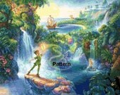 Peter Pan in Neverland. Cross Stitch Pattern. PDF Files. Free shipping.