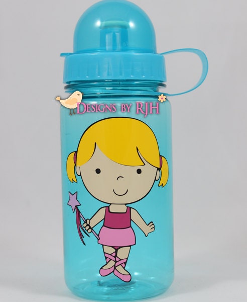 Cute Ballerina Dancer Girl - 15oz Personalized Sports Water Bottle - For Kids - Party Favors, Gifts - Fun Colors Summer
