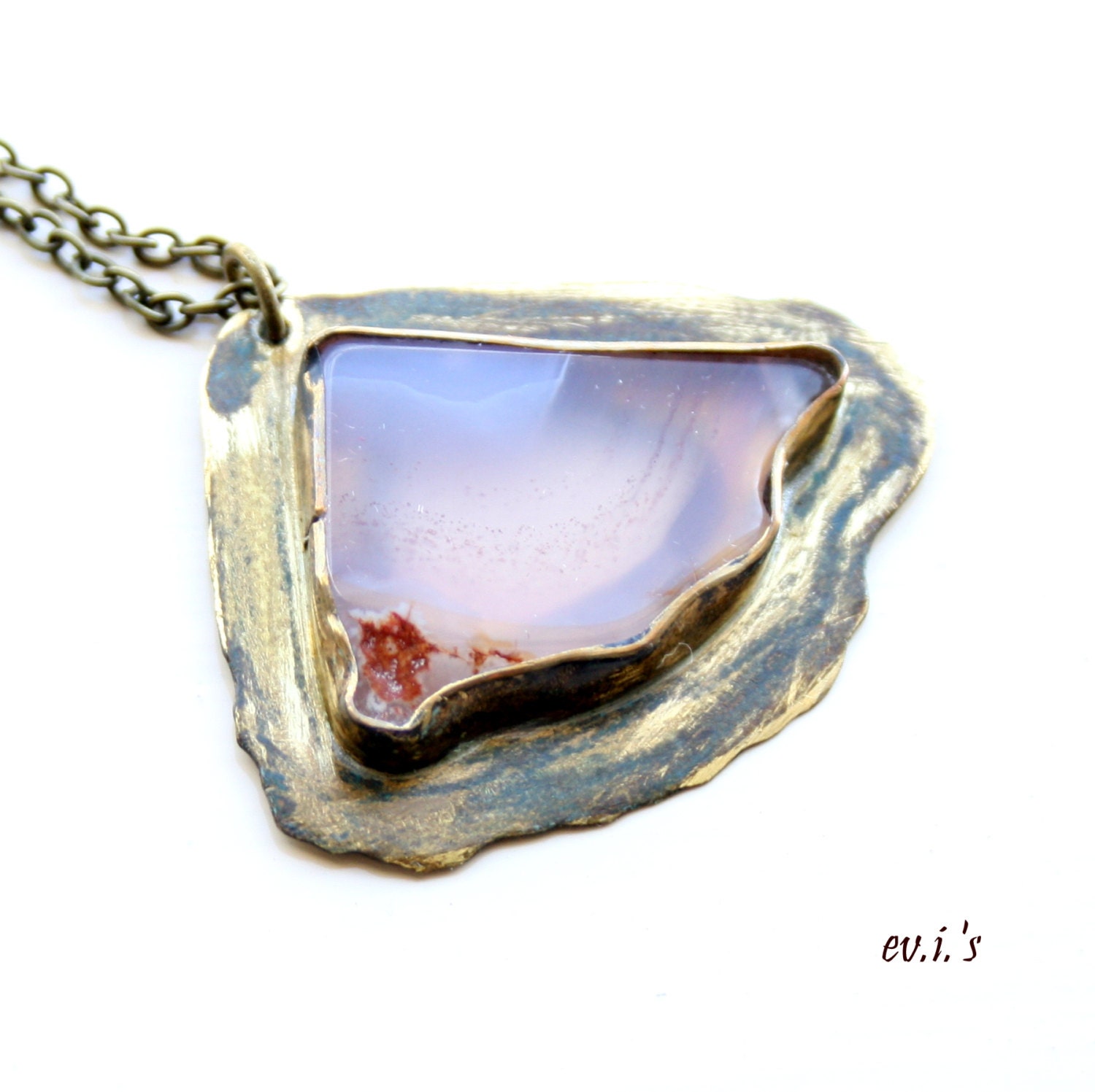 RESERVED Pink Agate Brass Eco Friendly Natural Oxidized Metalwork Soldered Artisan Bohemian Pendant Gift for Her.Free Shipping