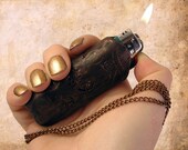 Cigarette lighter necklace. Steampunk Bic lighter holder pendant. Steampunk jewelry