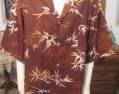 Vintage 1950s Men's Hawaiian Shirt XXL NWT Tropical Tiki Rockabilly Lounge Surf Retro