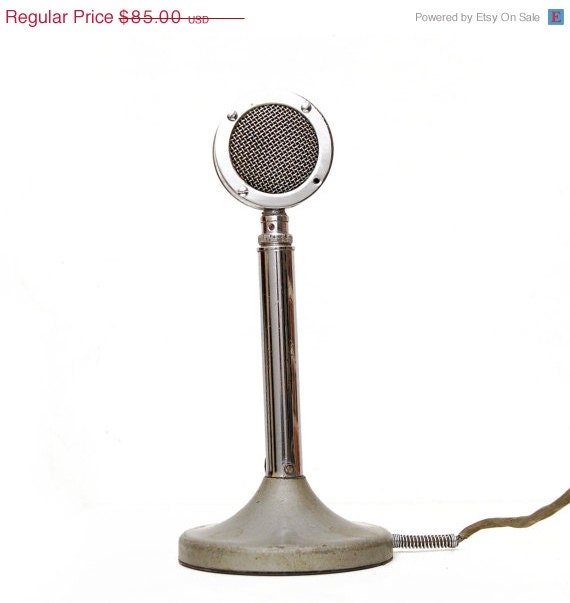 20% OFF VINTAGE SALE Vintage Astatic Lollipop Microphone, Chrome, Atomic Age