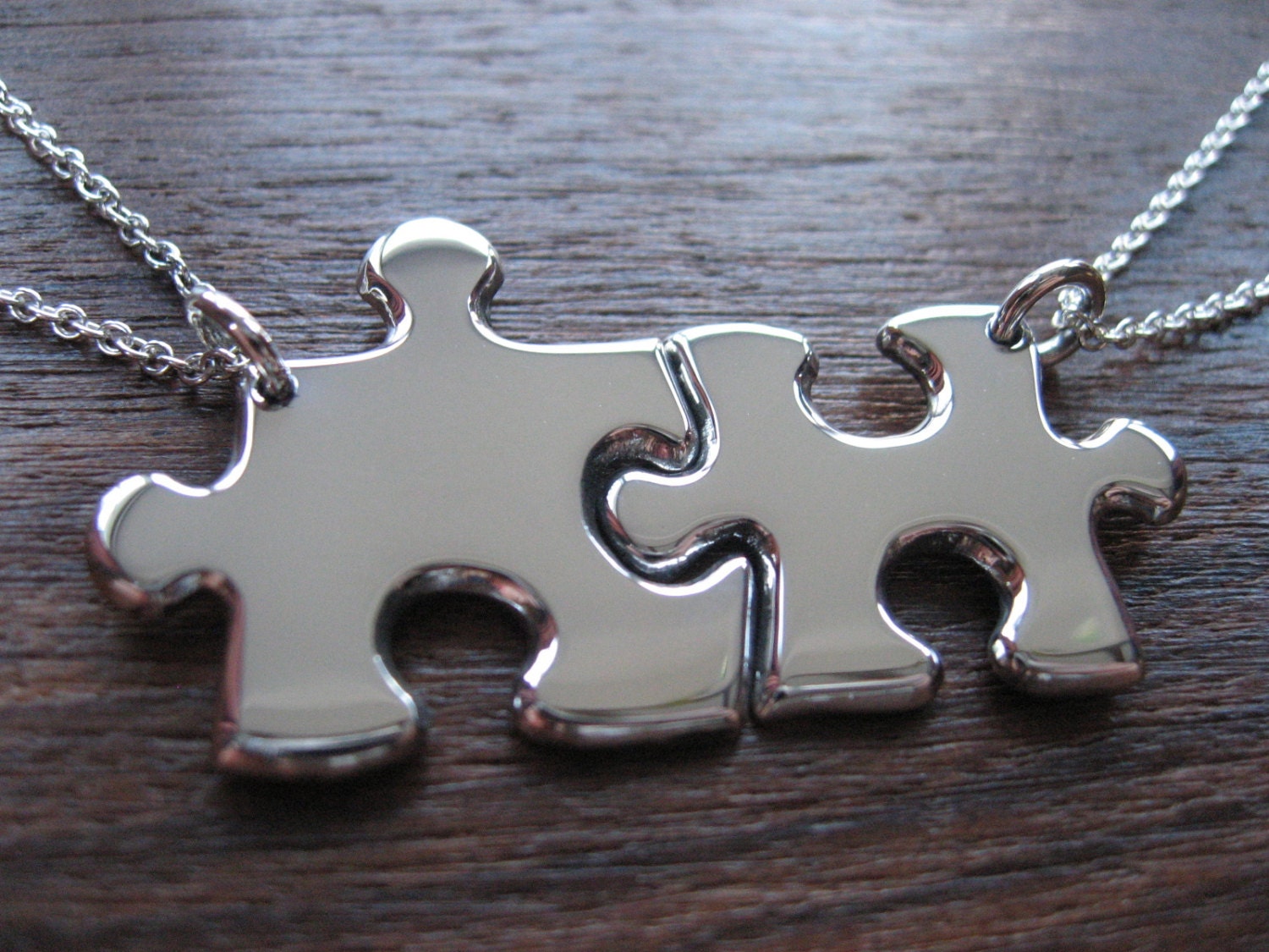 Best Friends Necklaces Medium Sized, Two Silver Puzzle Piece Pendants