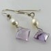 Pink Amethyst Princess Earrings with White Pearls