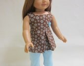 18 inch American Girl Doll Clothes - Brown flower tunic and leggings