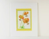 Collage TIGER LILY Fine Art Print Spring Botanical Art Nature Home Décor Garden Art  8x10