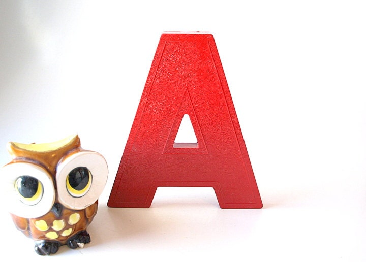 Vintage 50s Red 8" Marquee decorating LETTER A mid century modern font