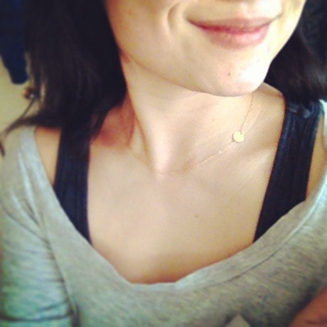 Dainty 14K Gold Filled Sideways Initial Necklace - Everyday Jewelry   - Handmade by CoCo